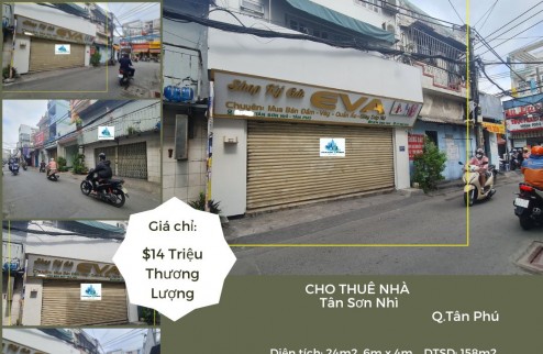 SỐC-Cho thuê nhà  Tân Sơn Nhì 3 Lầu, DTSD: 158m2, 14Triệu